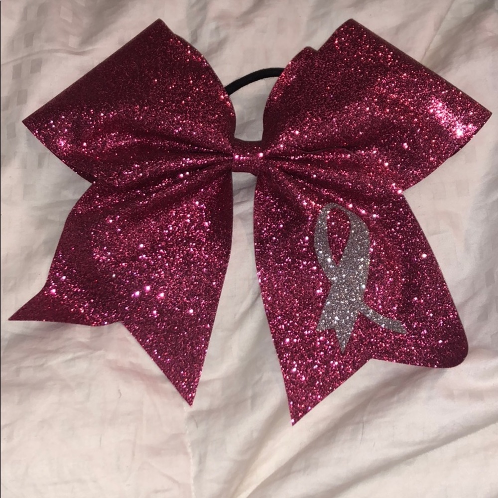 Pink Sparkle Brest cancer cheerleading bow